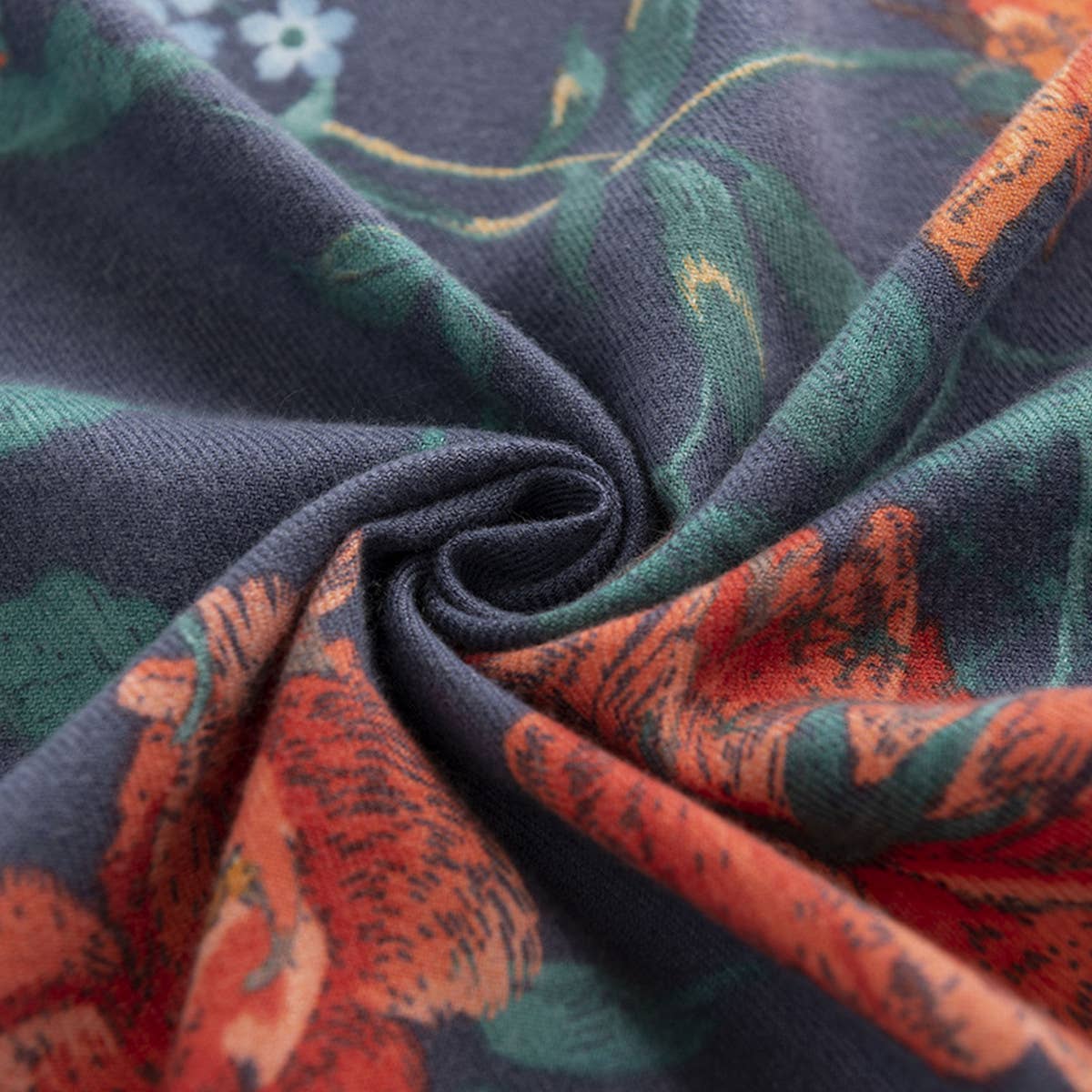 Rose Print Tassel Scarf - Boho Faux Cashmere Wrap