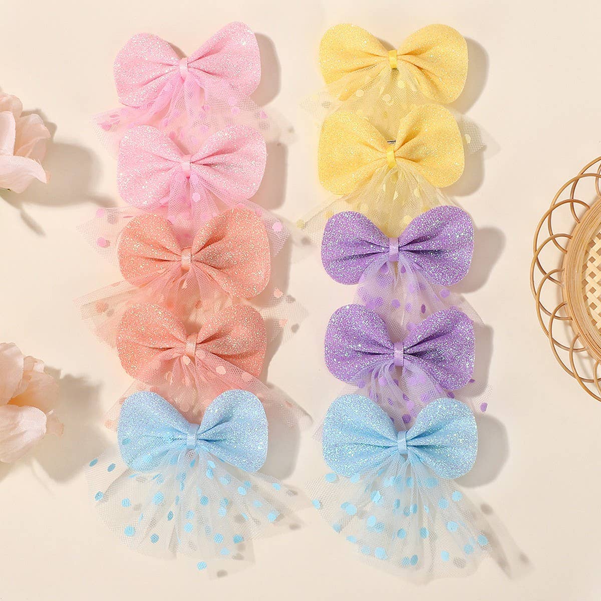 Stylish Double-Layer Mesh Bow Hair Clip for Kids_CWAHA6715