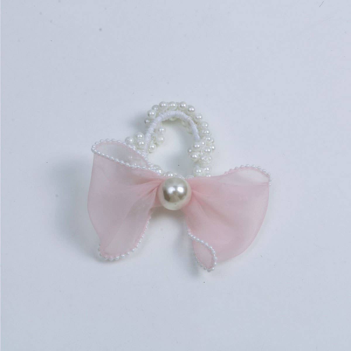Elegant Organza Bow Pearl Hair Tie for Women