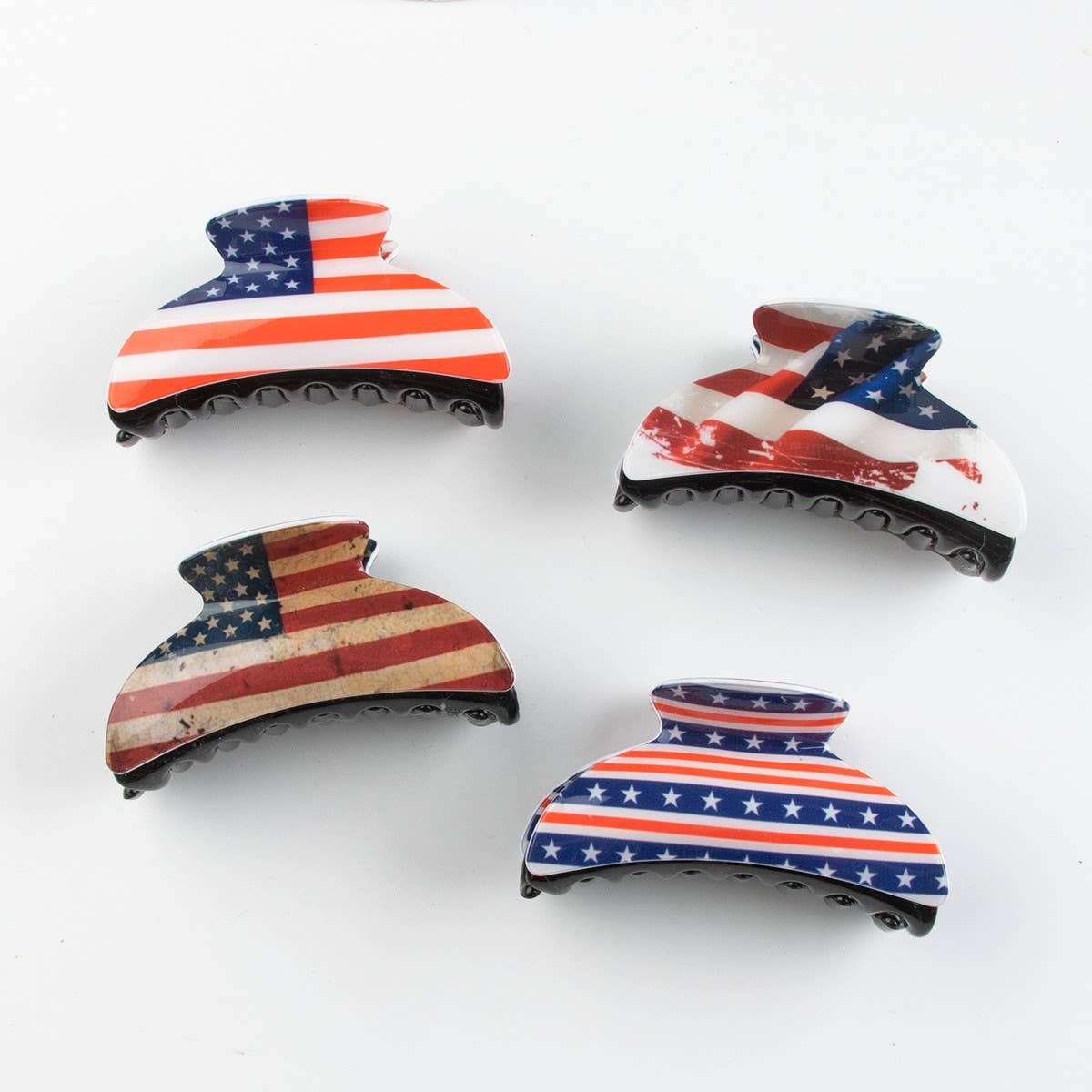 CWAHA1235_4TH OF JULY FLAG PRINT HAIR CLAW CLIP