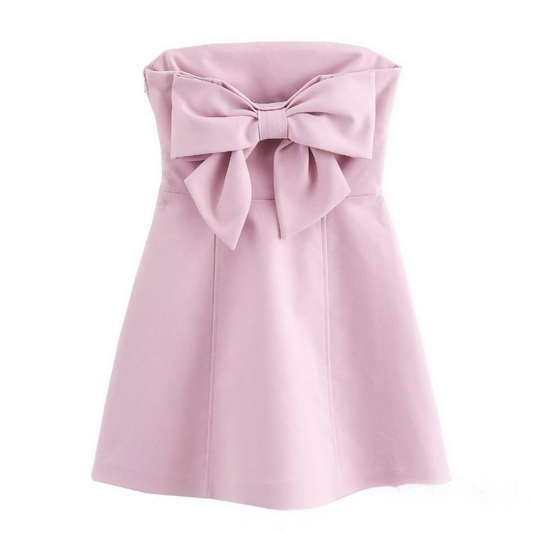 Bowknot Strapless Mini Dress - French Casual Chic_CWDMD5804