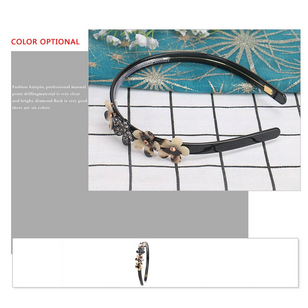 ACETATE GEOMETRIC FLOWER HEADBAND HAIRPIN_CWAHA4348