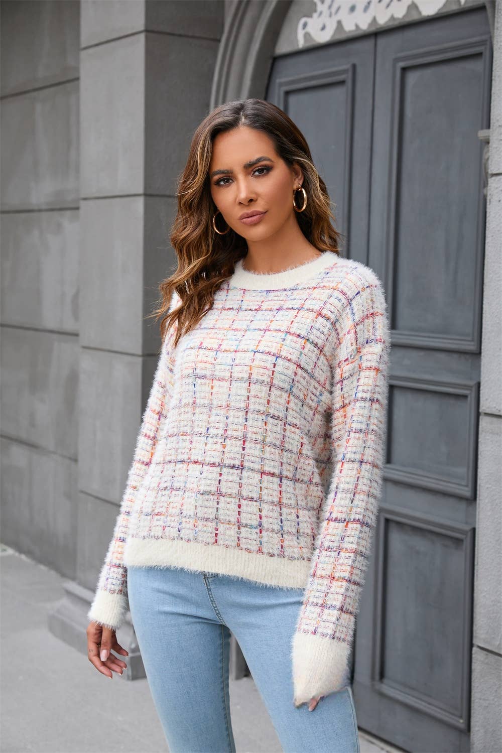 CWOSWL1040_Casual Crew Neck Pullover Long Sleeve Sweater