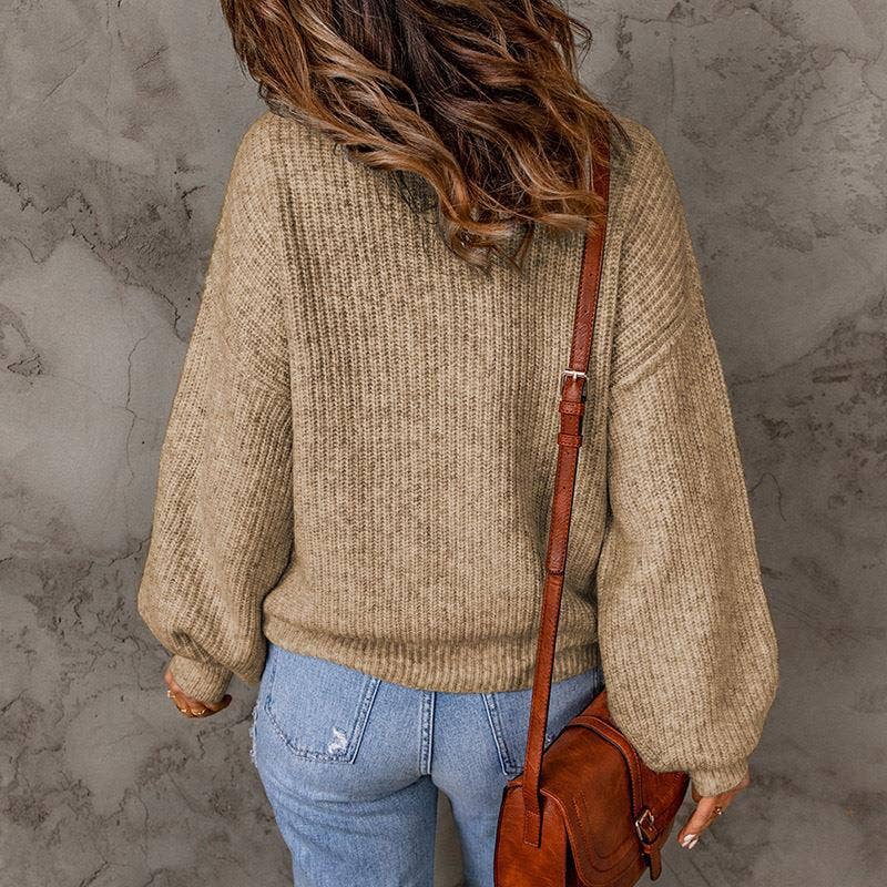 TURTLENECK SOLID COLOR PULLOVER SWEATER