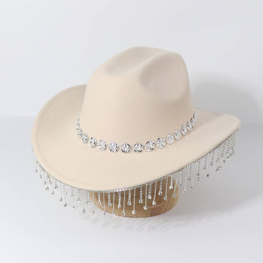 Rhinestone Fringe Panama Cowboy Hat with Eye Gems_CWAH3630