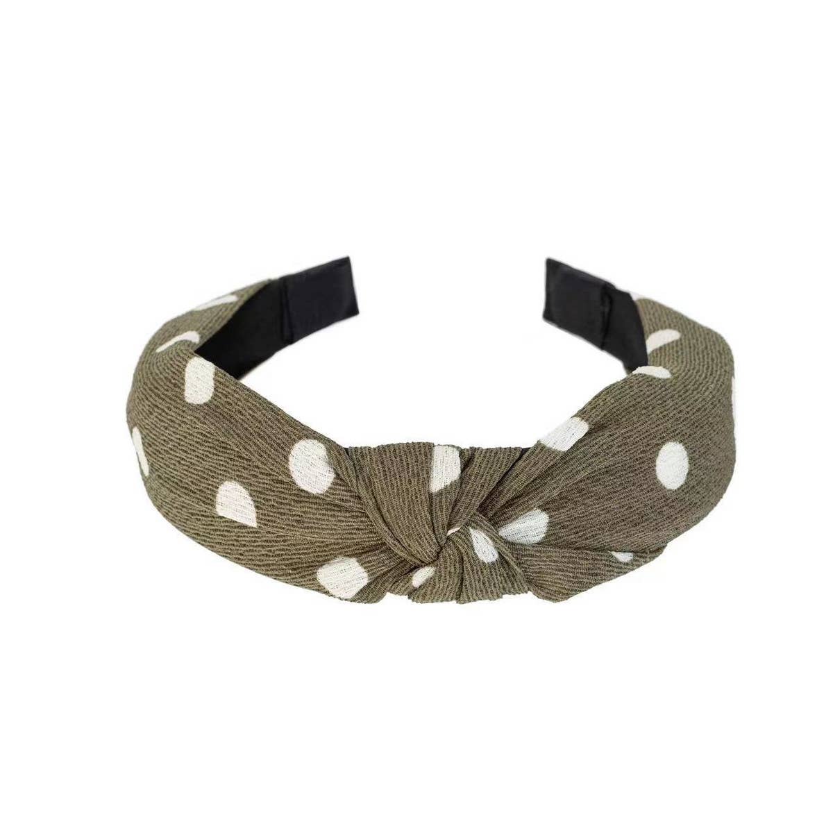 BLACK PRINTED BOW HEADBAND_CWAHA1681