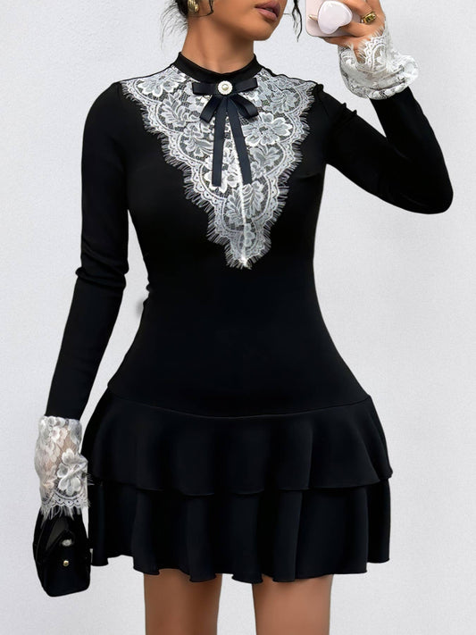 Lace patchwork retro French dress