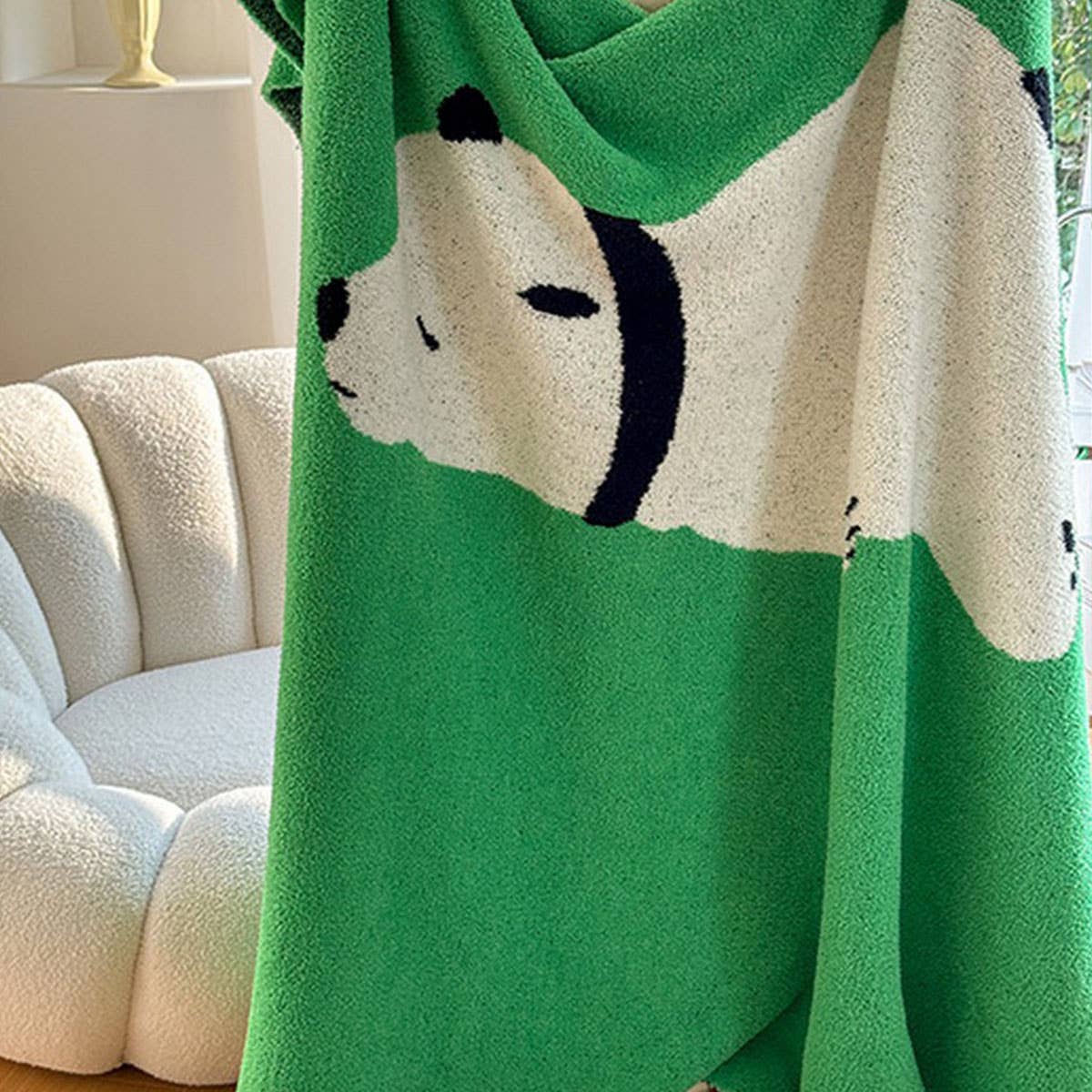 SIMPLE POLAR BEAR KNITTED THROW BLANKET THICKENED_CWMM2380