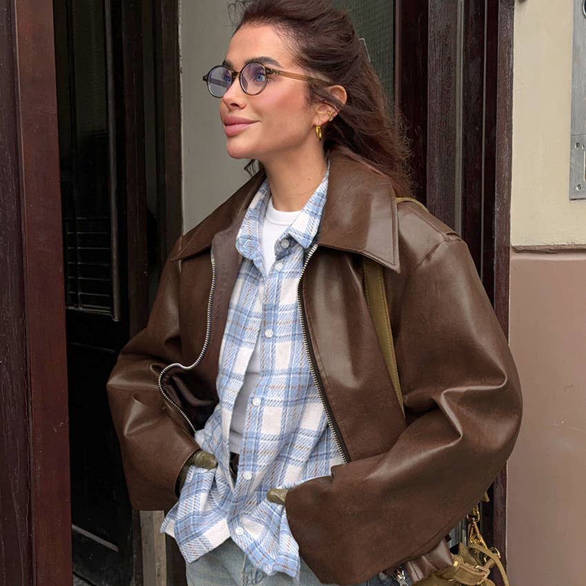 CWOJA1592_ANGORA RED LEATHER BIKER GIRL FASHION JACKET