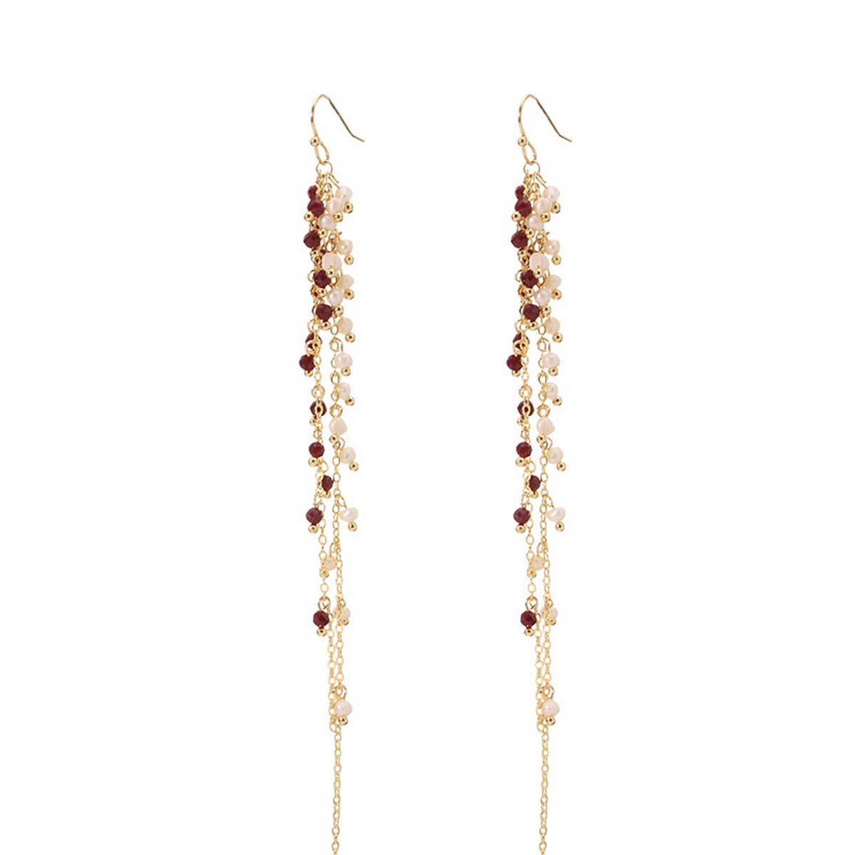 WOMEN'S NATURAL PEARL TASSEL LONG EARRINGS