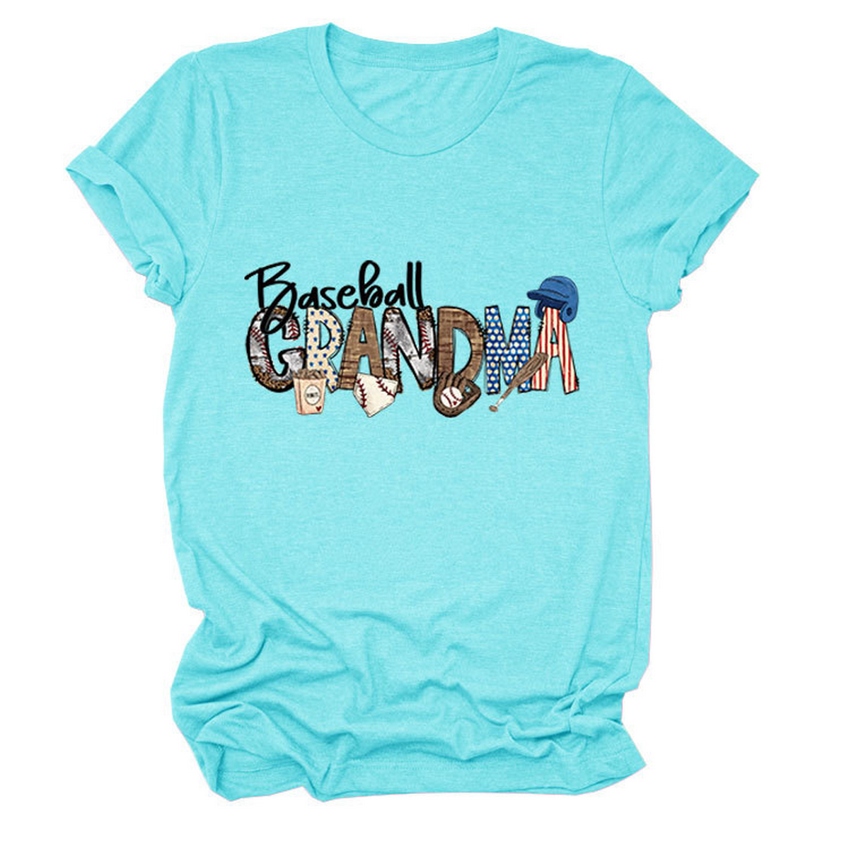 Casual Crew Neck Tee ?œBaseball Grandma??Shirt_CWTTSL0496
