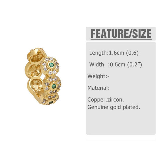 ROUND INLAID ZIRCON GOLD-PLATED EARRINGS