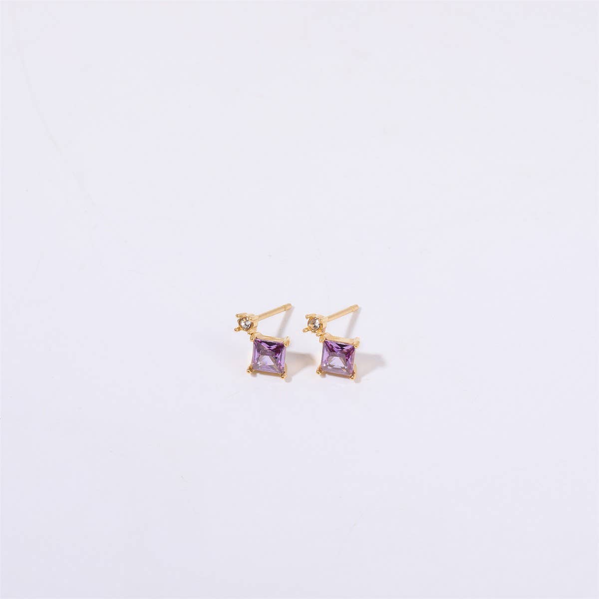 Simple opal zircon small bone stud earrings_CWMM5717