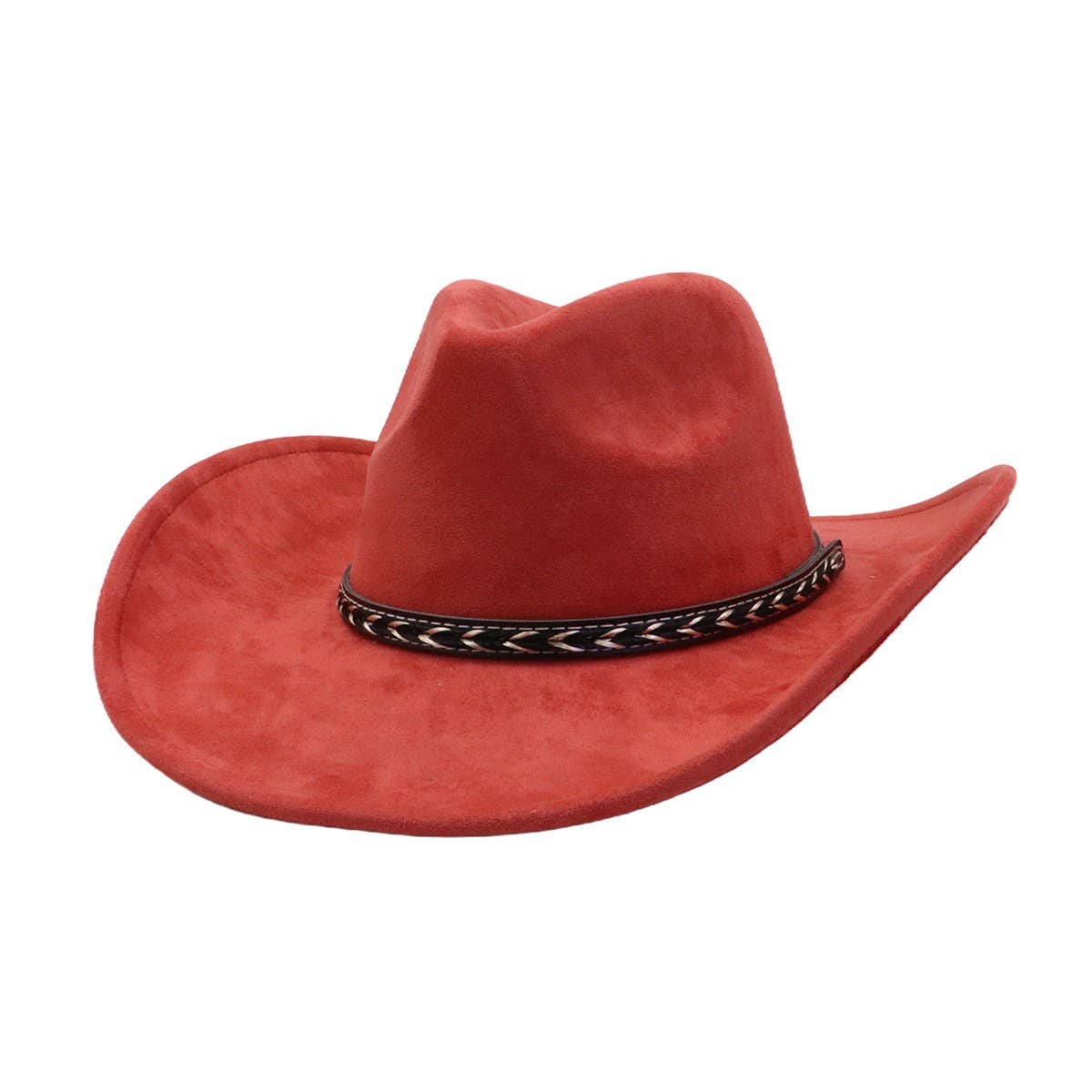 Unisex Western Suede Cowboy FedoraHat Ethnic Style_CWAH04398