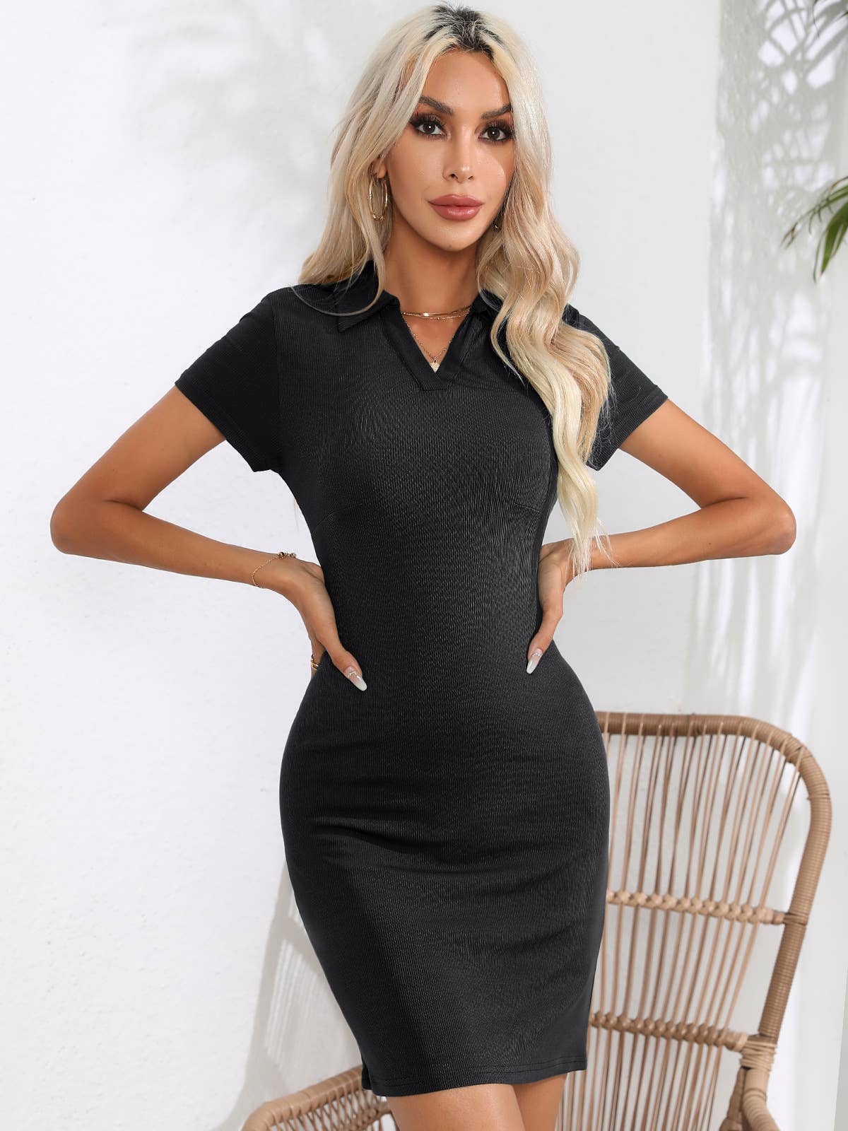 PIT STRIP LAPEL WRAP SKIRT WRAP BUTTOCK DRESS