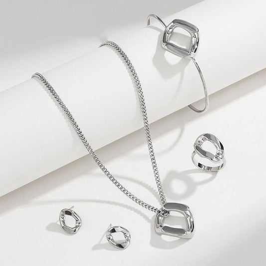 GEOMETRIC LINK PENDANT NECKLACE JEWELRY SET