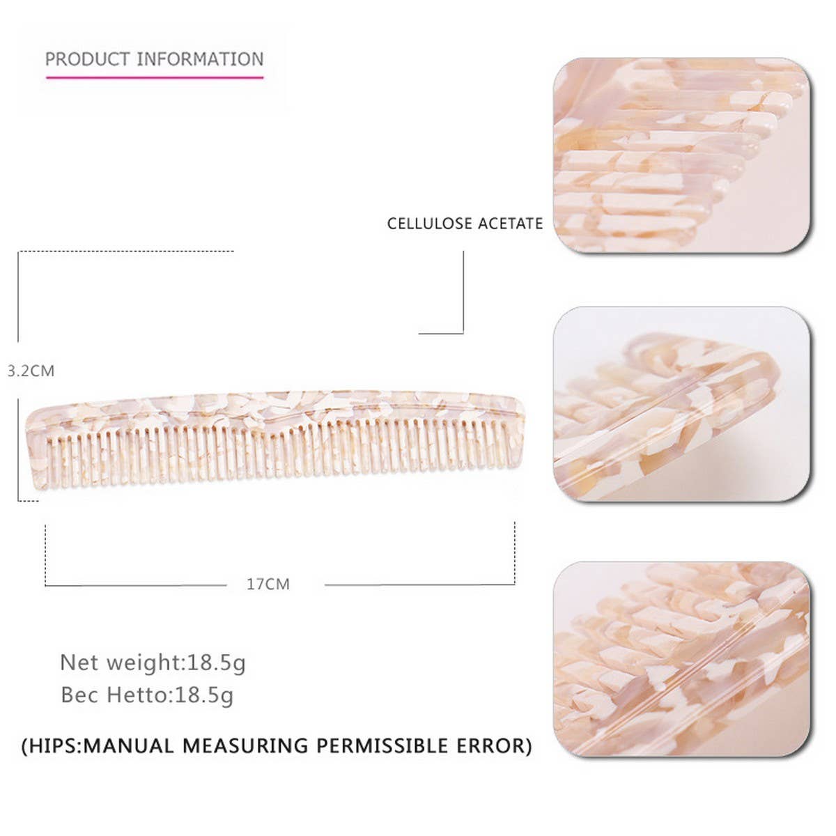 GRADIENT TEETH HAIR COMB LONG COMB 4.0MM THICKCOMB