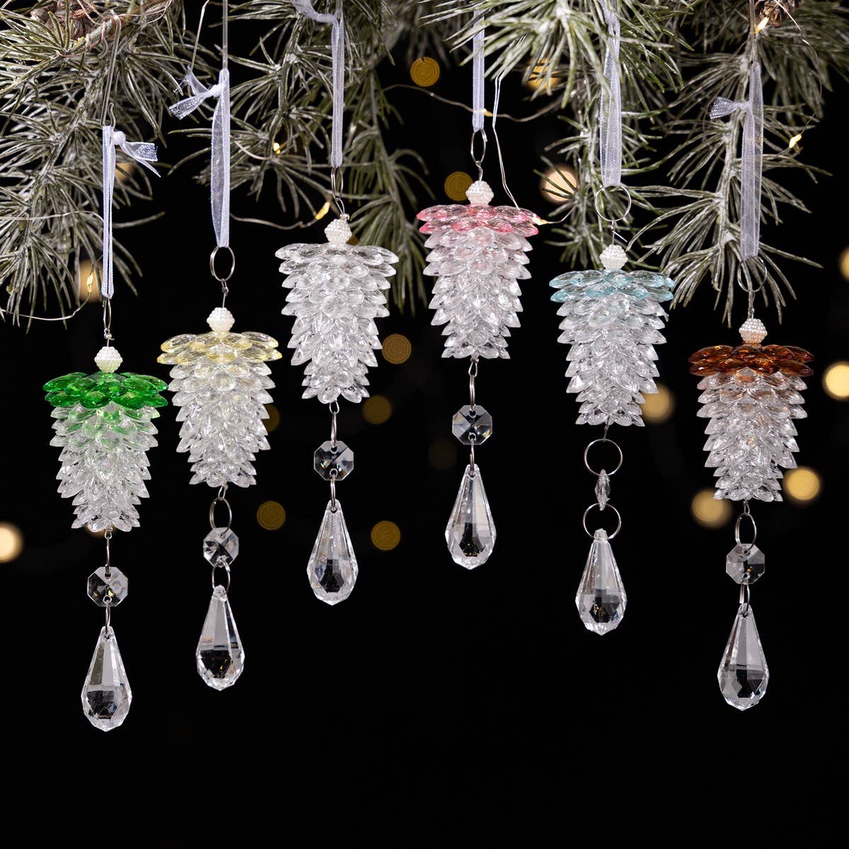 CWMM10170_ACRYLIC PINECONE CRYSTAL CHRISTMAS ORNAMENTS