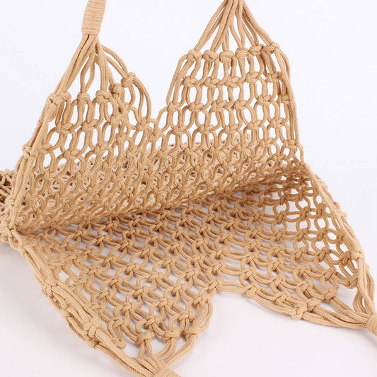 TRENDY WOVEN BEACH BAG WITH MESH SPACIOUS INTERIOR_CWAB4671