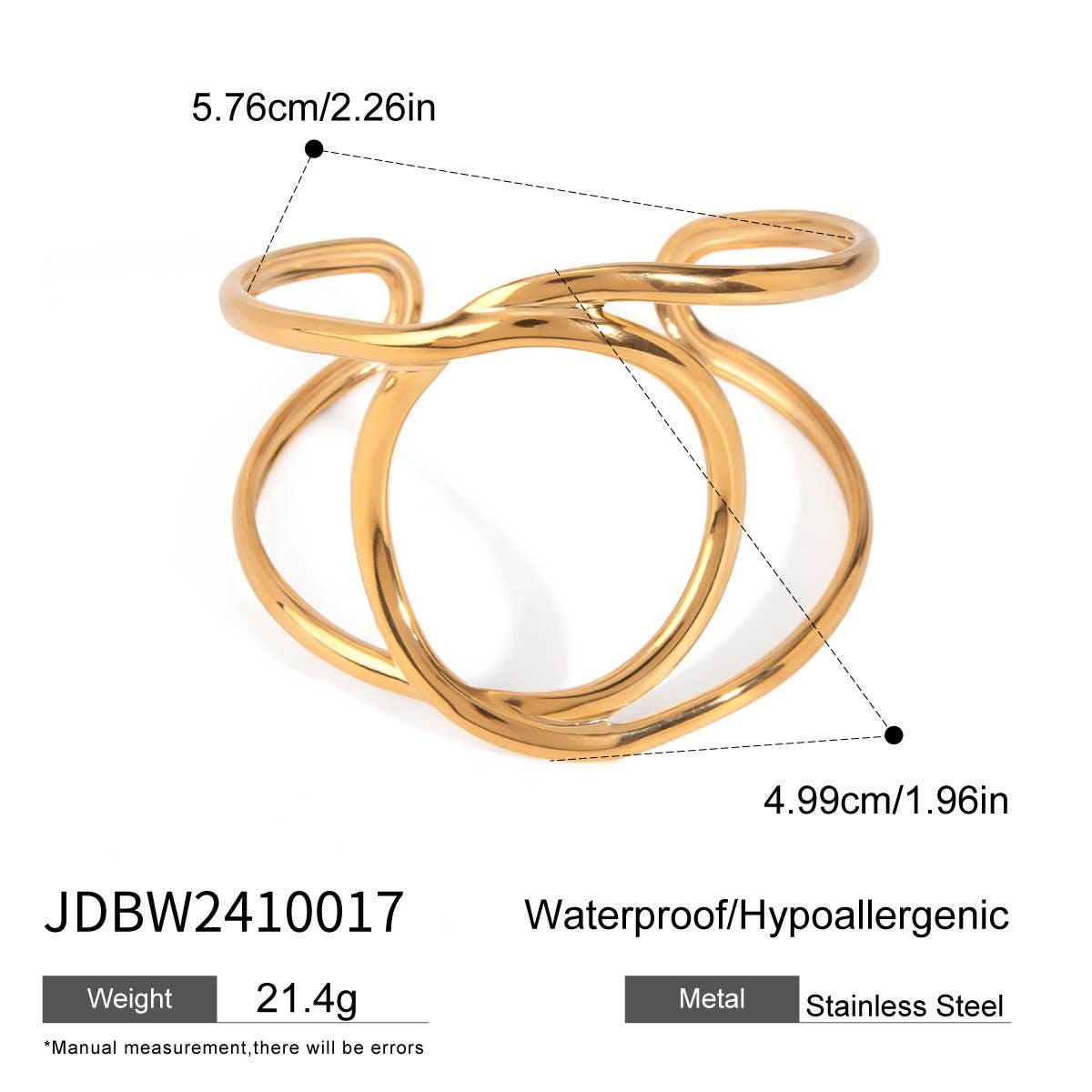 Minimalist Twisted Open Cuff in Titanium Steel