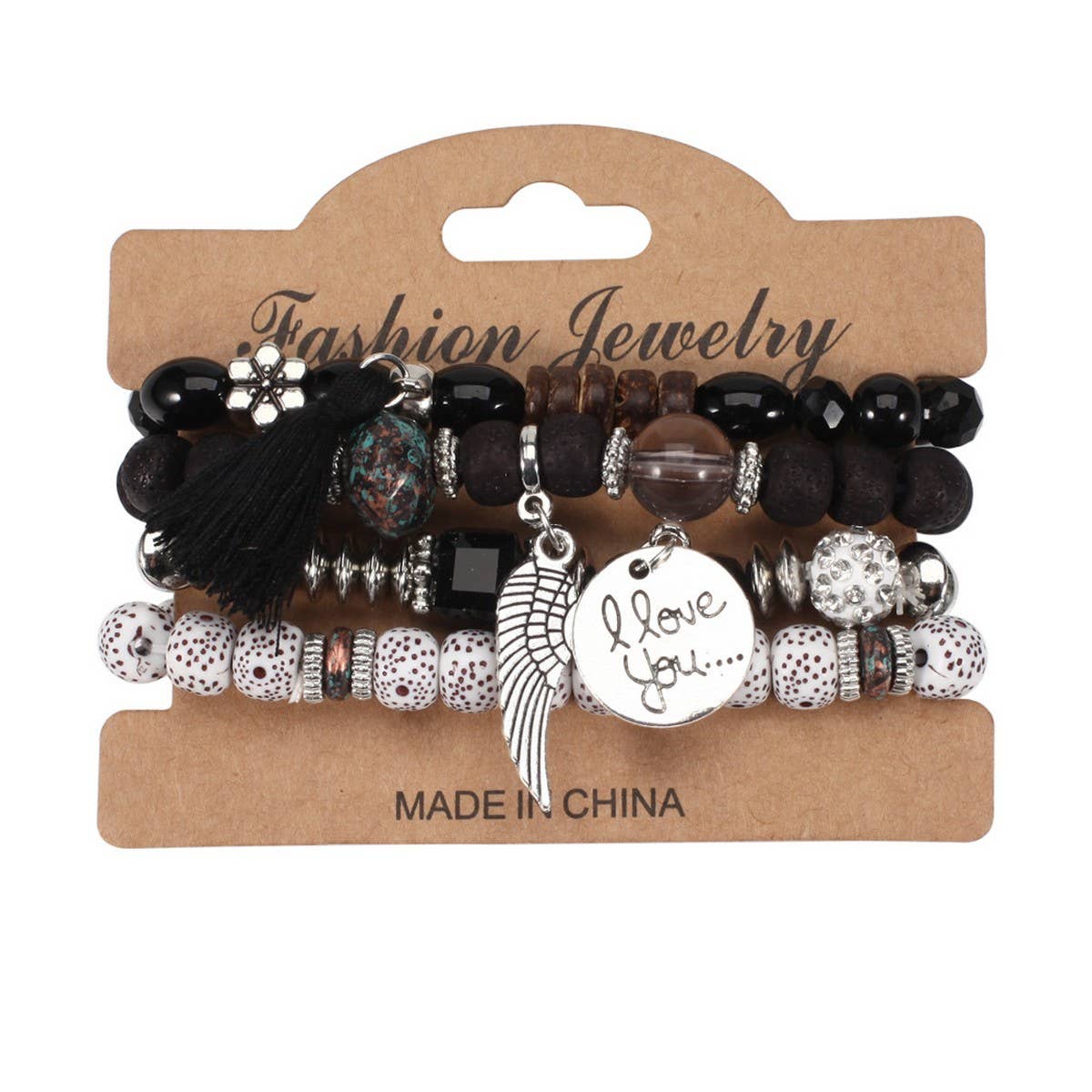 CWMM10449_BOHO WING CHARM MULTI LAYER BUDDHA BEAD BRACELET