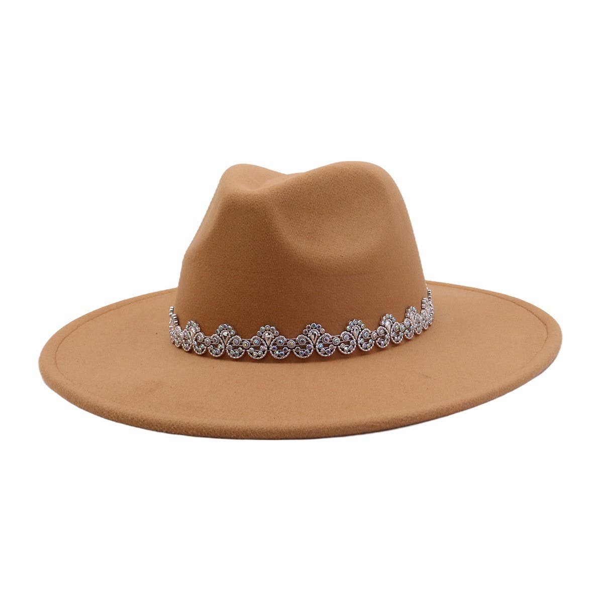 Men & Women Wool Blend Fedora Hat Heart Top_CWAH04386