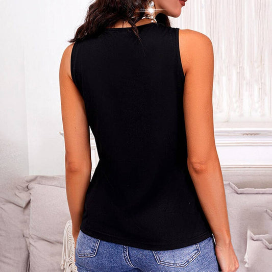 Solid color beaded sleeveless vest