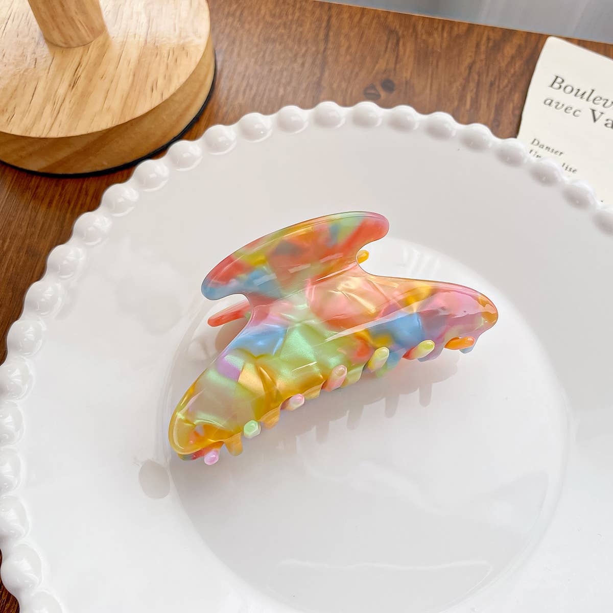 Acetate board style candy-colored hair clip