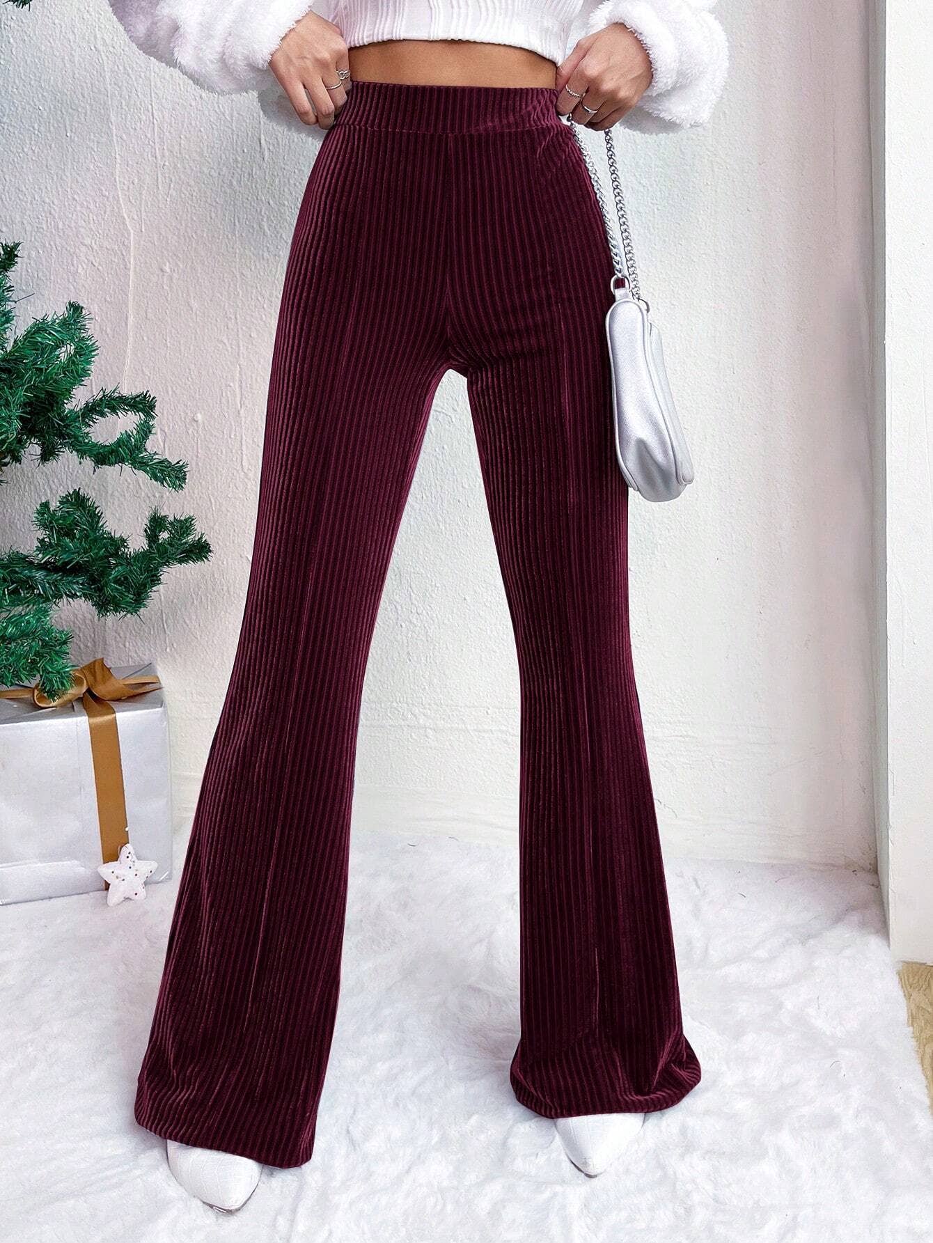 CORDUSTER FLARES SOLID COLOR WIDE-LEG PANTS