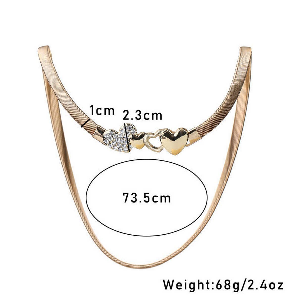 Heart-Shaped Waist Chain with Zircon Stones