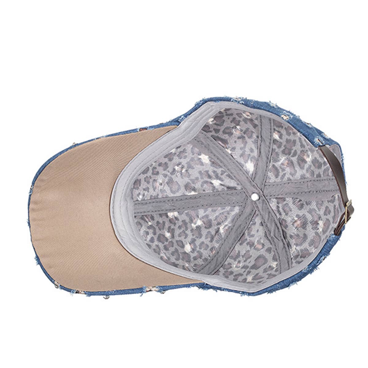 Women's Studded Denim Leopard Baseball Cap Sun Hat CWAH1528