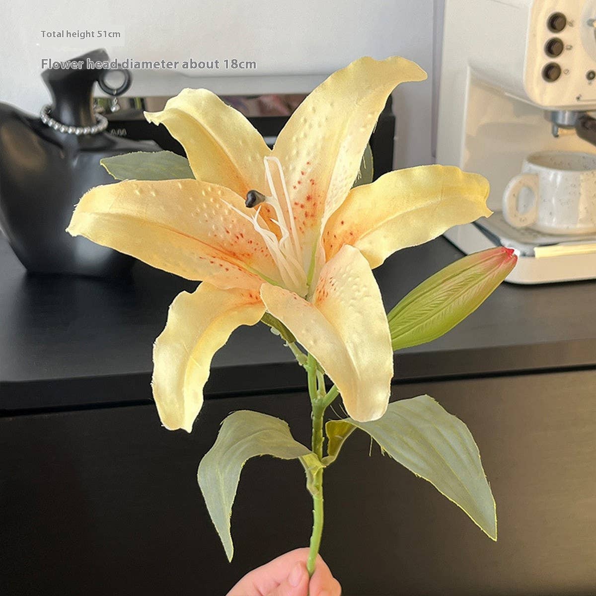 Vintage Autumn Artificial Lily with Bud and Bloom