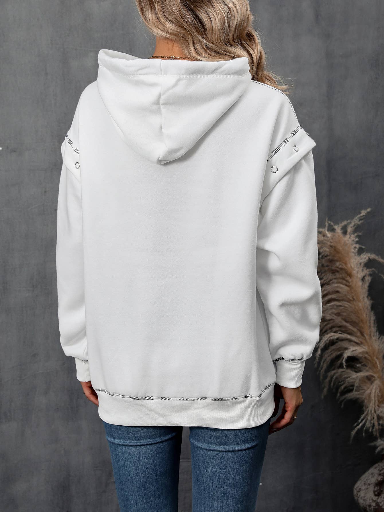 HOODIE WITH SHOULDER CUFF AND DRAWSTRING HOODIE