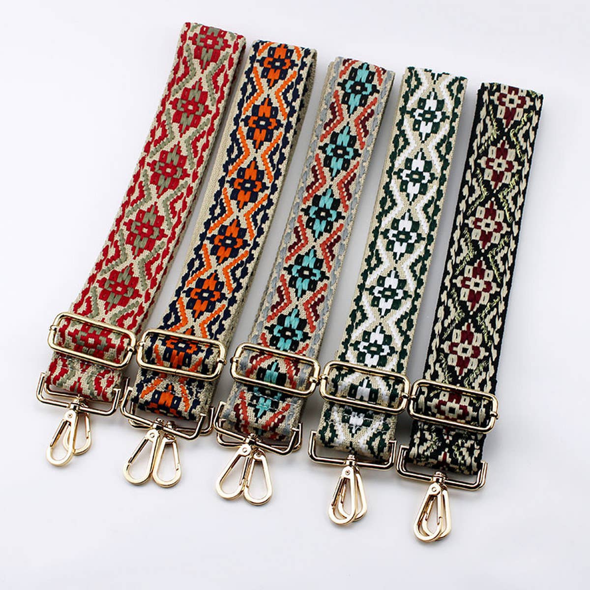 GEOMETRIC EMBROIDERY ADJUSTABLE BAG STRAP