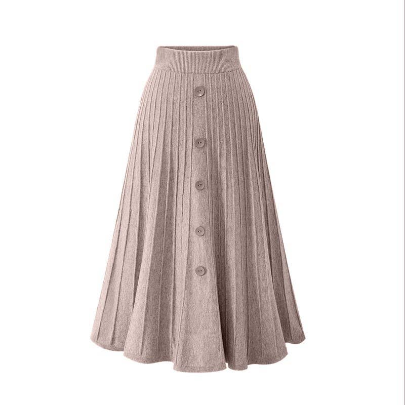SINGLE BREASTED HIGH WAIST KNITTED SKIRT