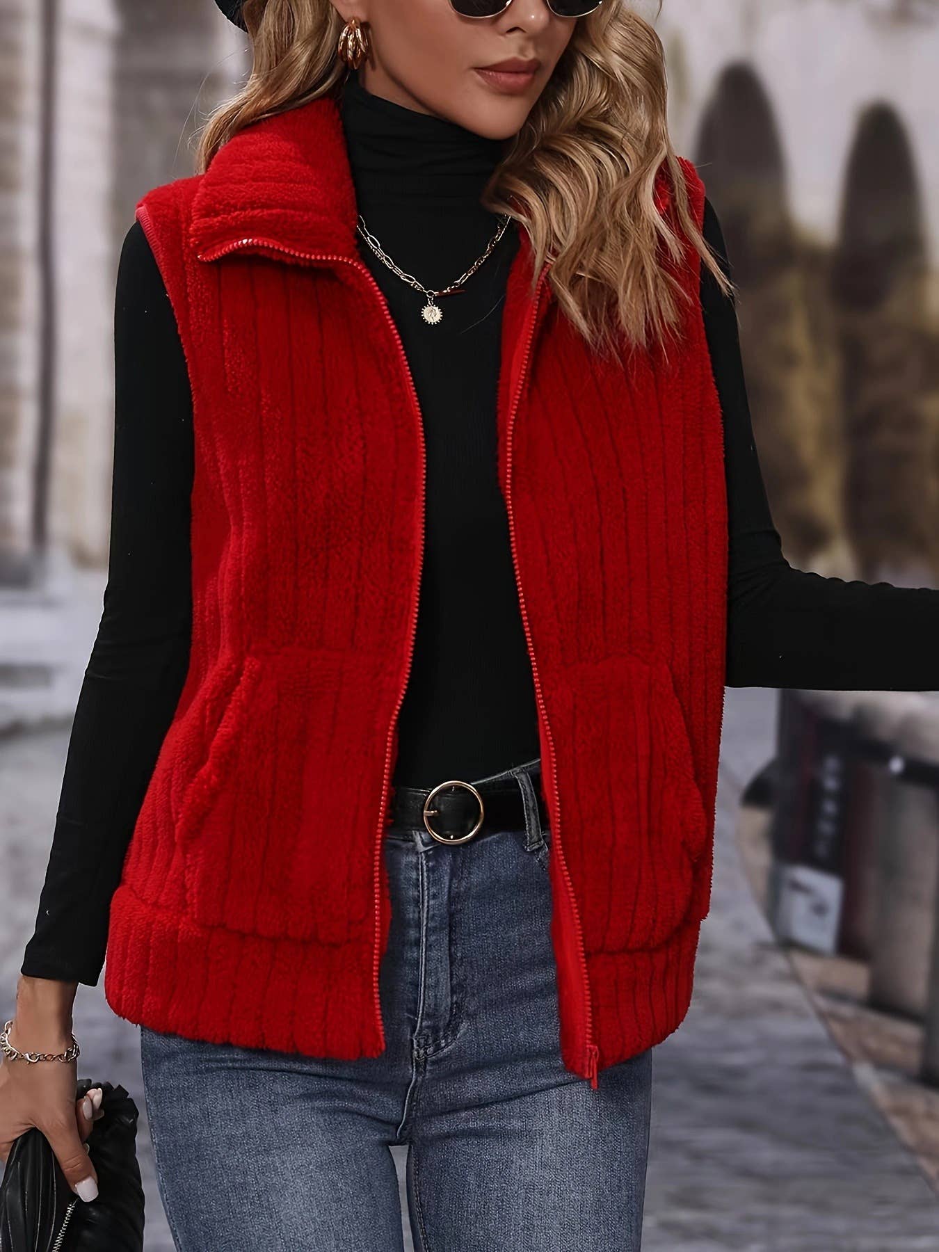 TEMPERAMENT PLUSH SOLID COLOR WAISTCOAT