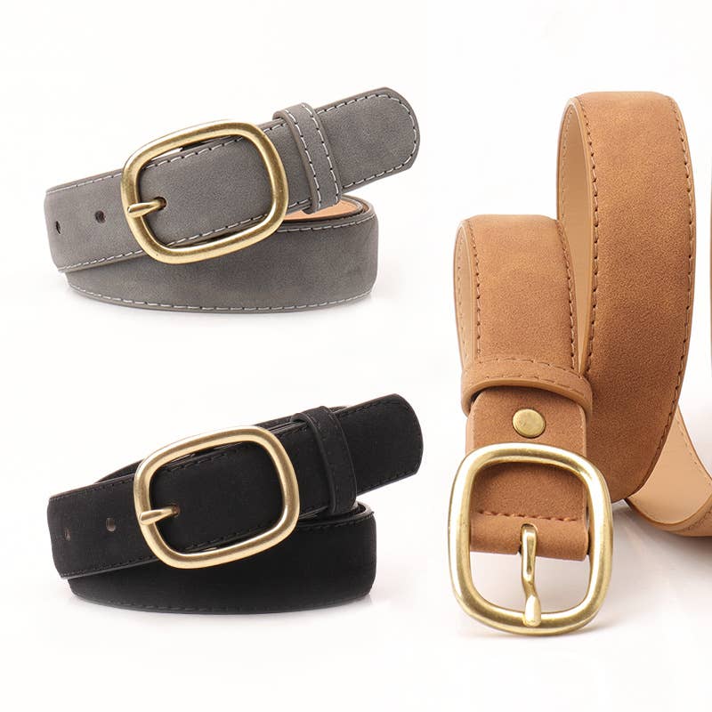 Fashionable retro trendy bronze pin buckle belt