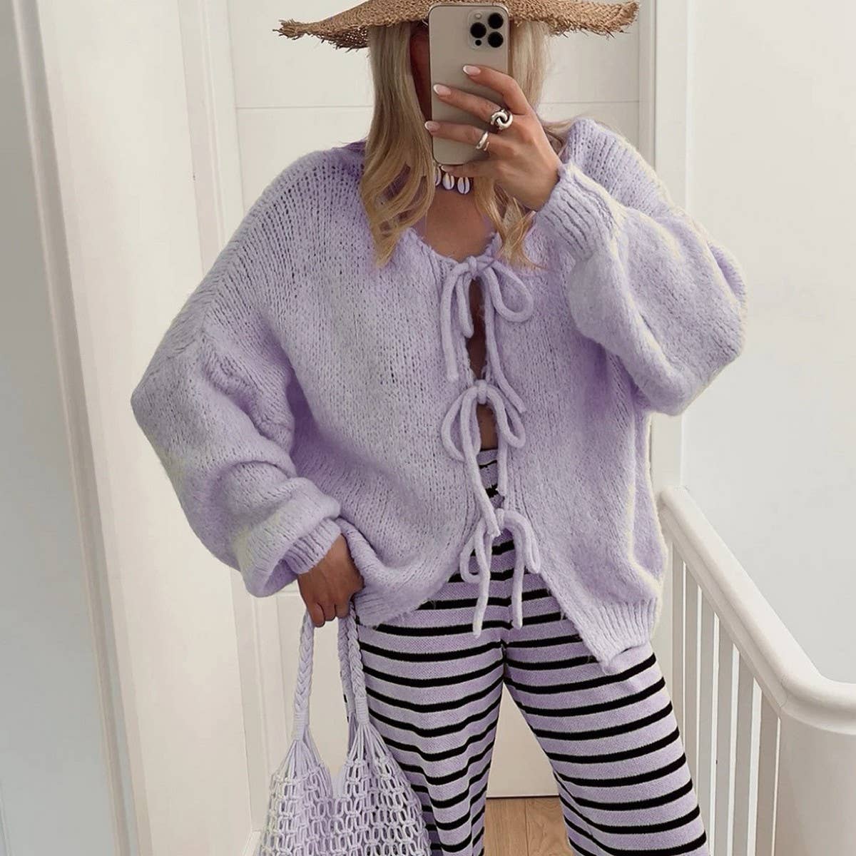 Women's Tie Front Knit Cardigan Sweater