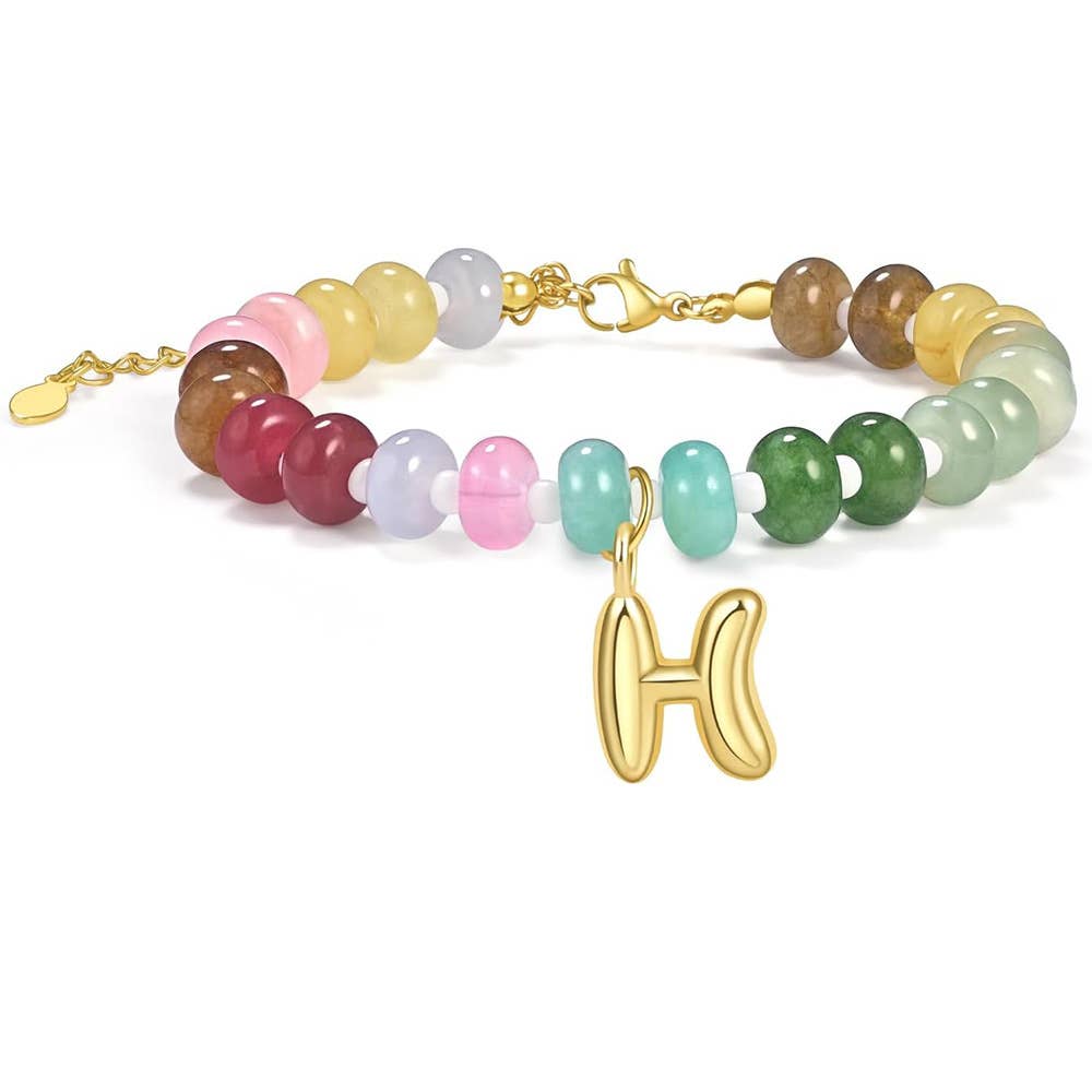 26-letter Dopamine-colored natural stone bracelet