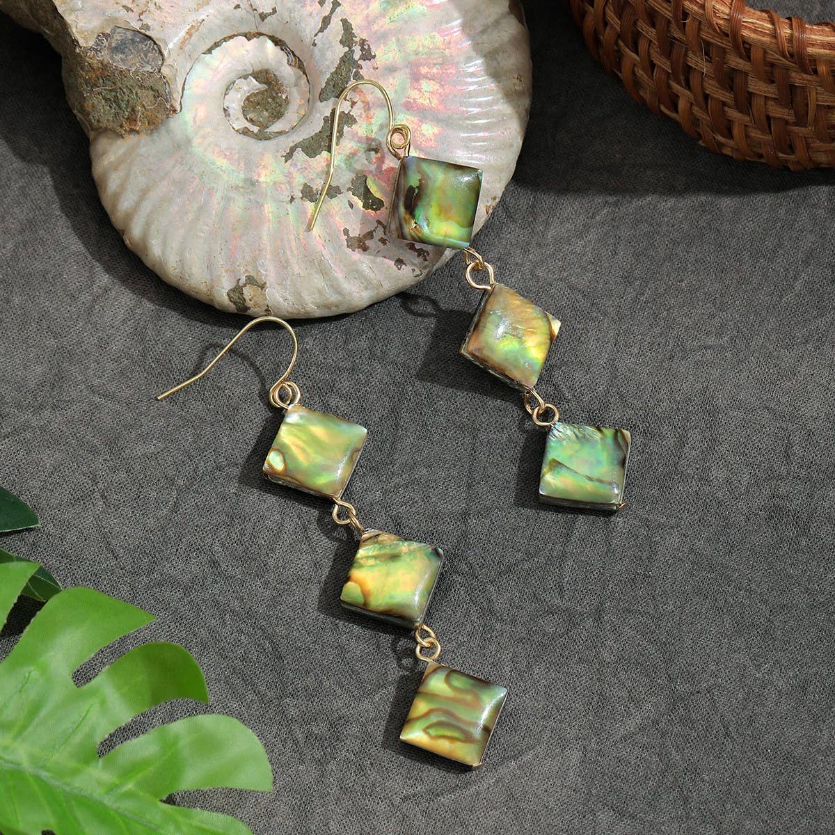 FASHIONABLE ABALONE DIAMOND TASSEL EARRINGS_CWMM4341