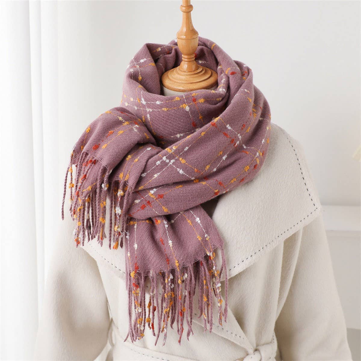 Lightweight Korean Style Fringe Winter Scarf Wrap