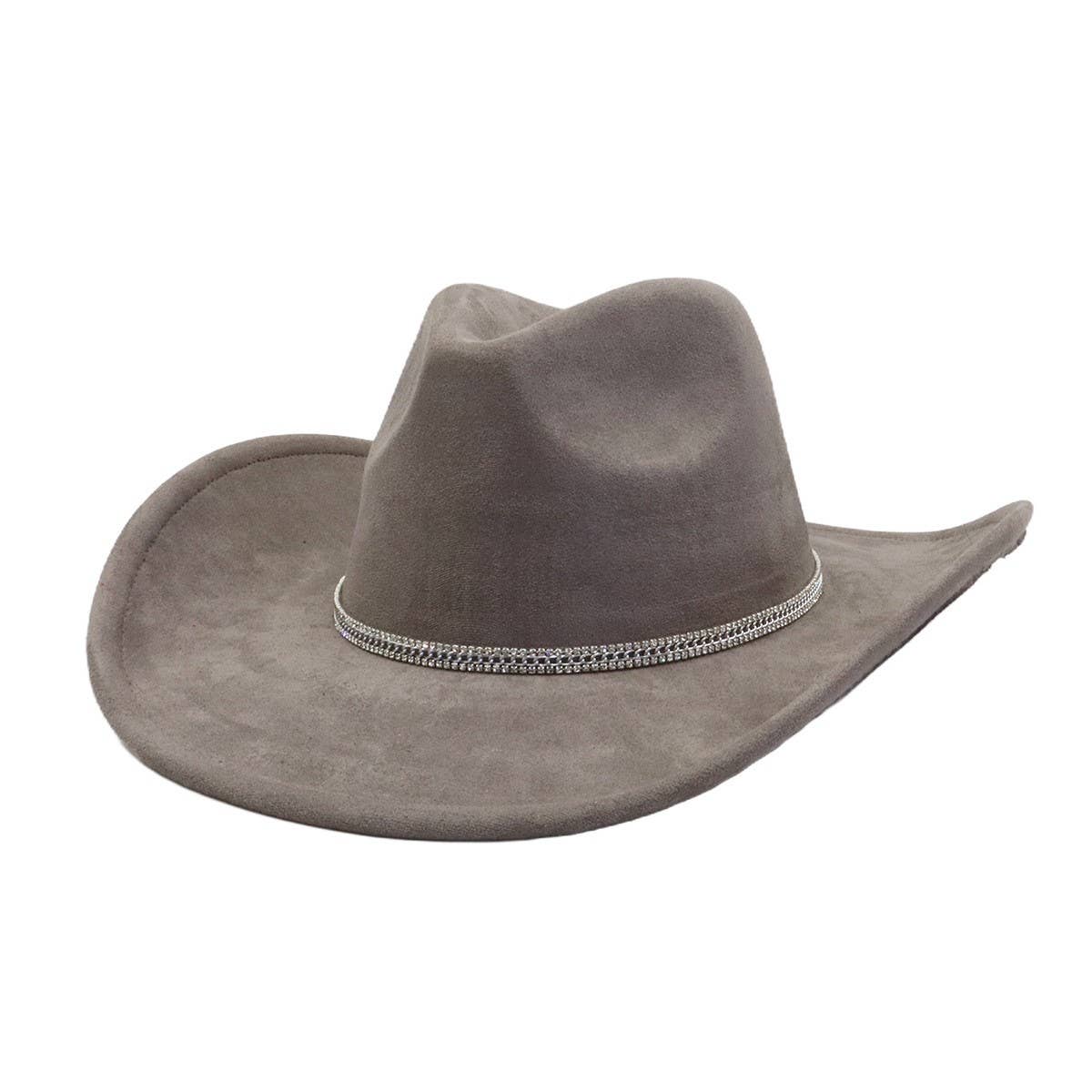 Suede Denim Cowboy Fedora Hat Western Ethnic Style_CWAH04394