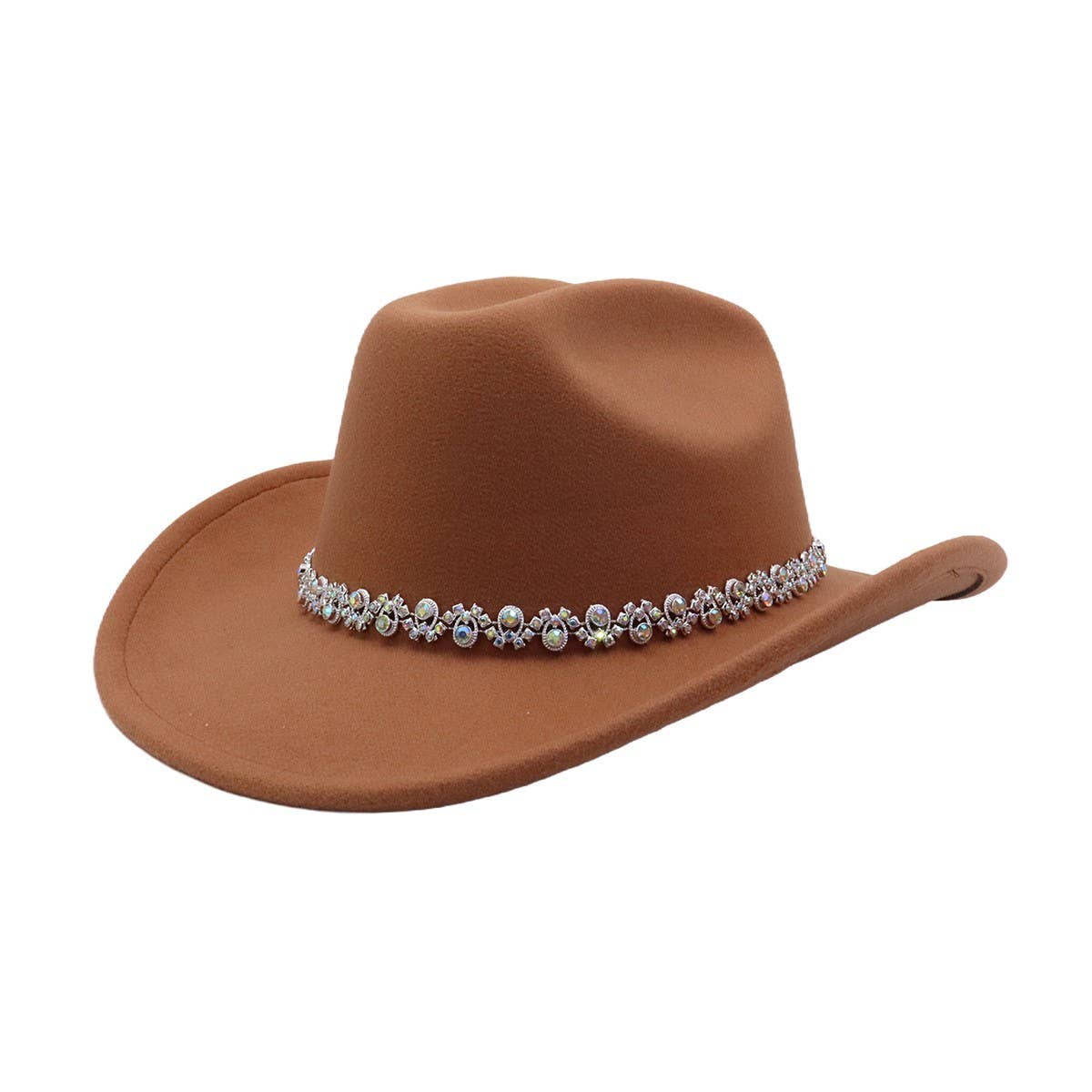 Festival White Felt Cowboy Hat with Sparkle Trim_CWAH04458