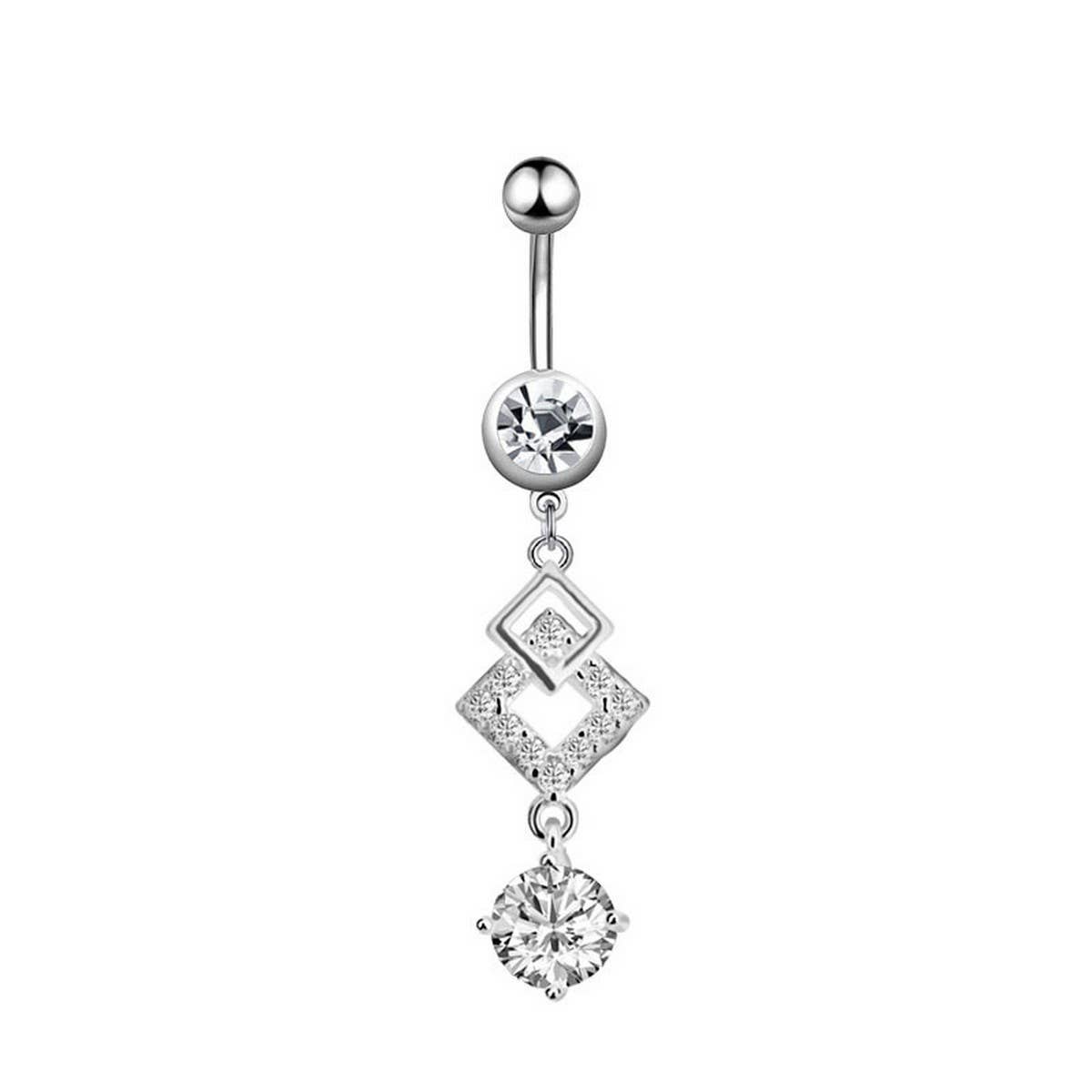 Rhombus CZ Belly Button Ring Piercing Jewelry