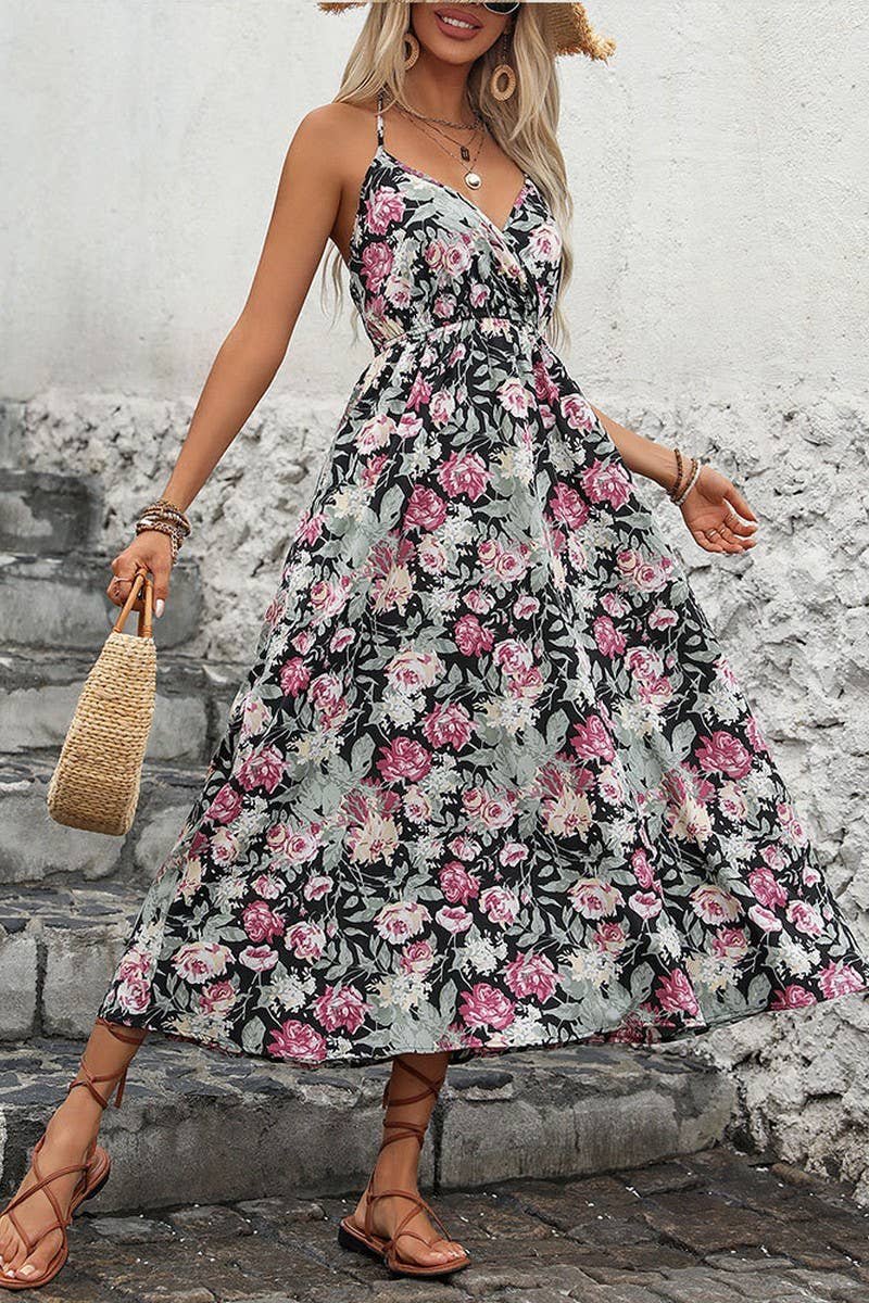 CWDMD2515_PRINTED SUSPENDER LONG DRESS