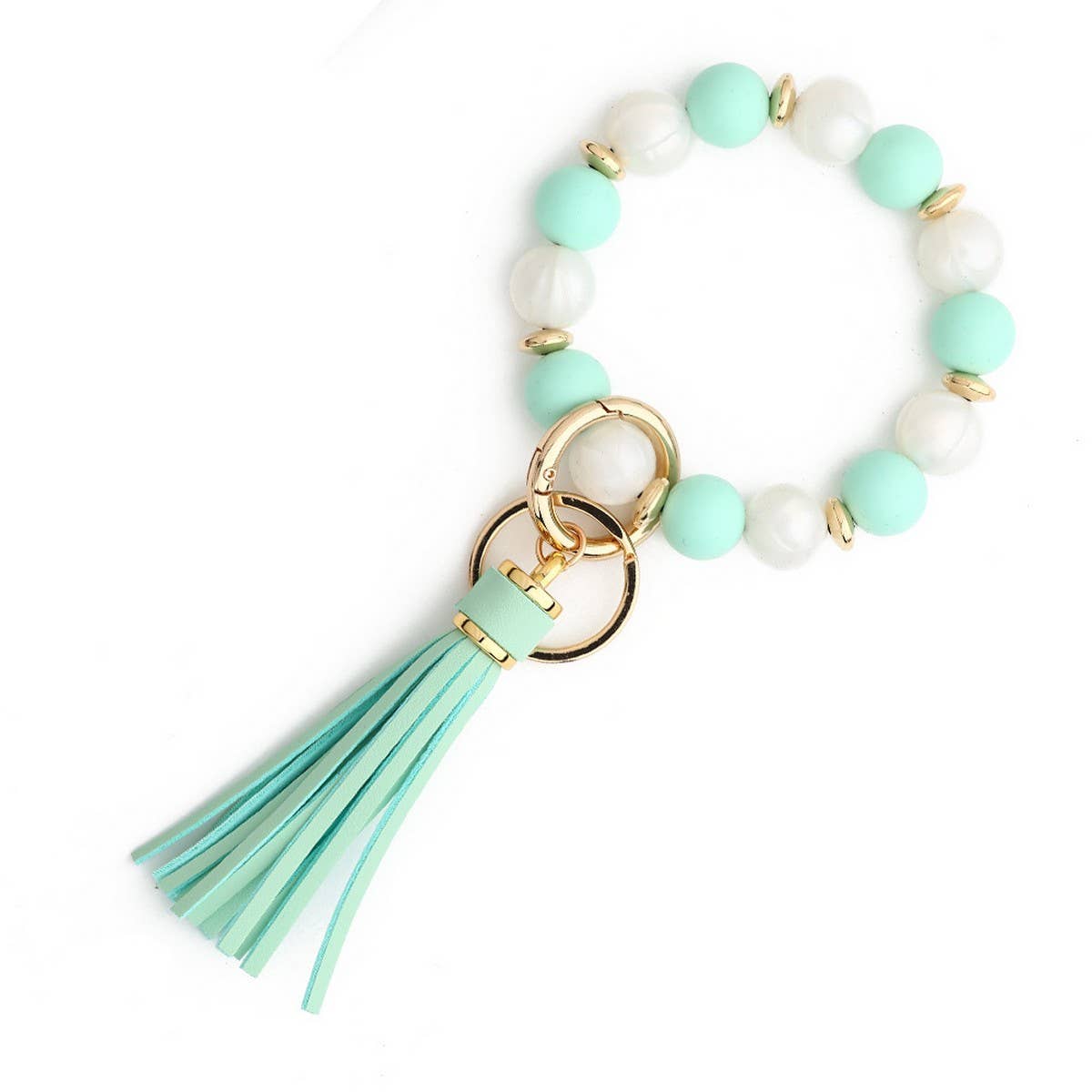 Silicone Bead Bracelet Keychain with Tassel_CWAB5026