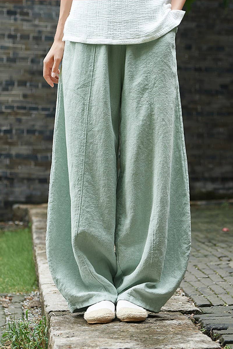 CWBLP1375_COTTON AND LINEN WASHED LOOSE CASUAL BLOOMERS