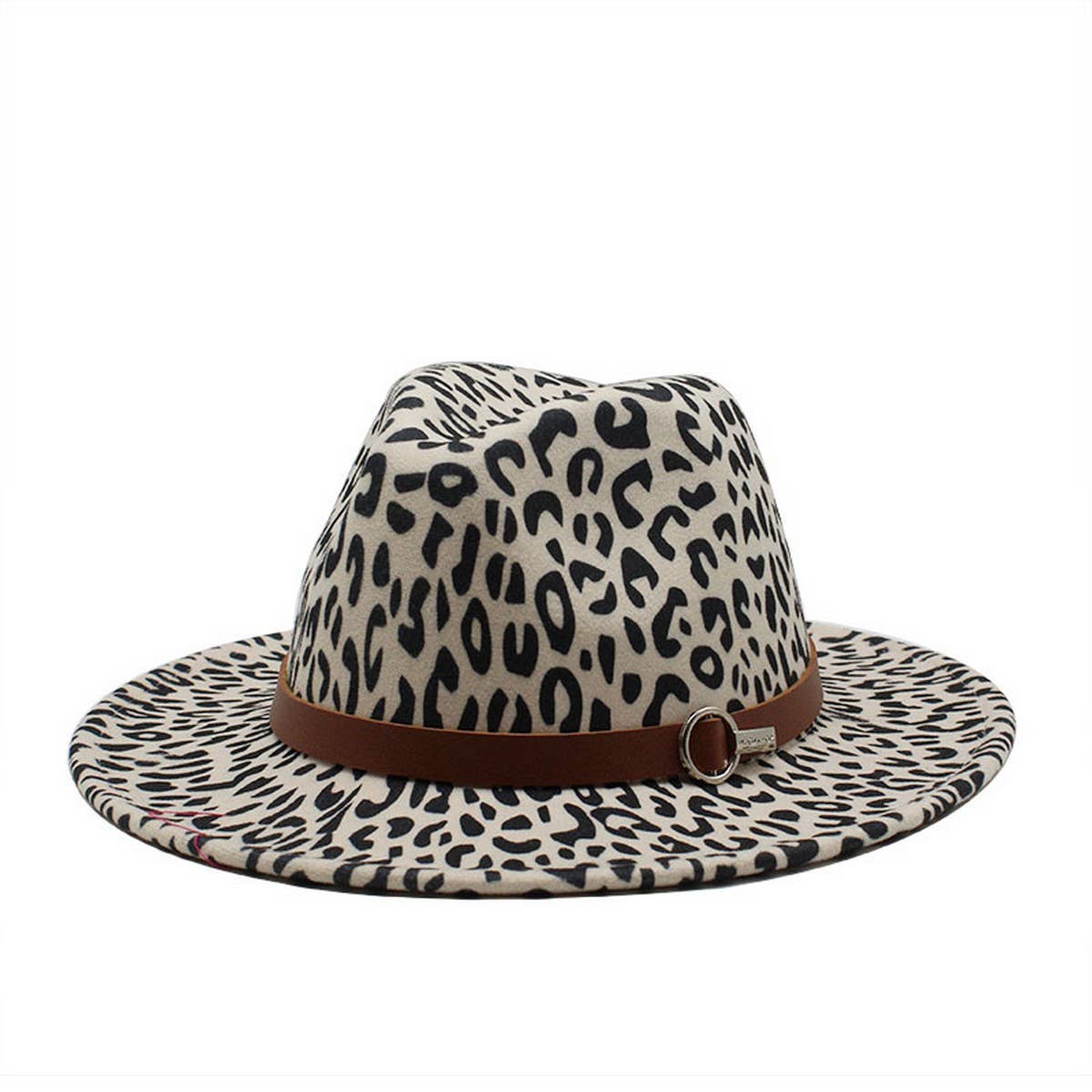 LEOPARD PRINT WOOLEN HAT JAZZ WIDE BRIM HAT_CWAH2547
