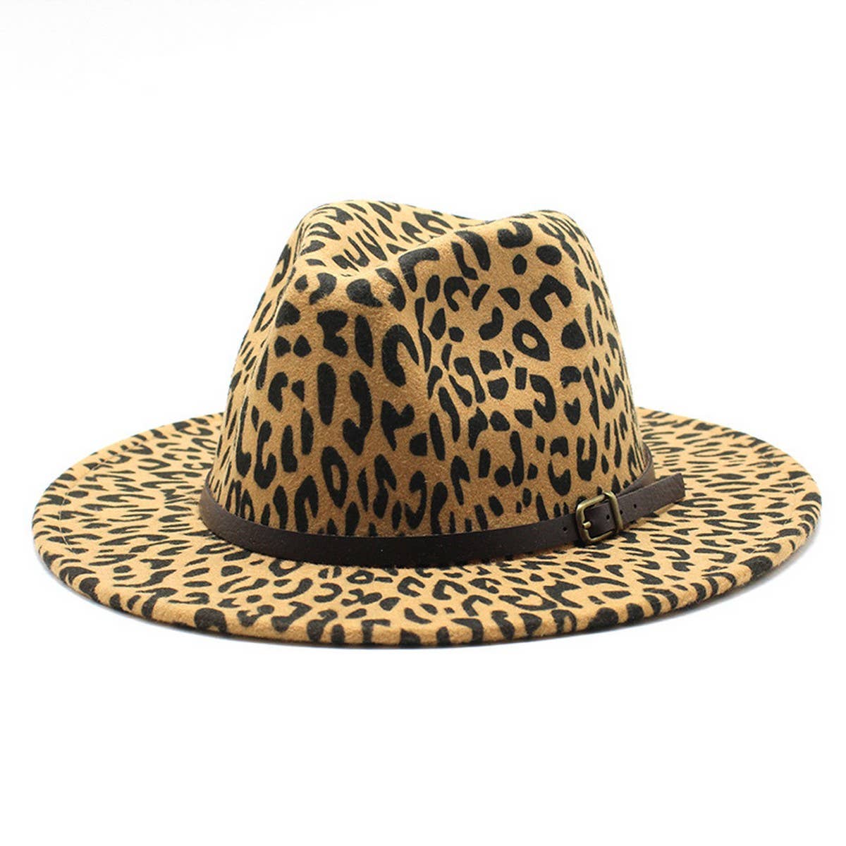 LEOPARD PRINT JAZZ HAT BRITISH STYLE WOOLEN HAT_CWAH2577