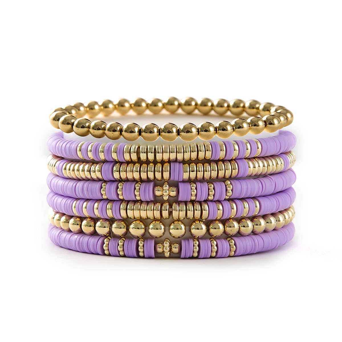 SIMPLE STACKED DISC BEAD BRACELET SET_CWMM3531